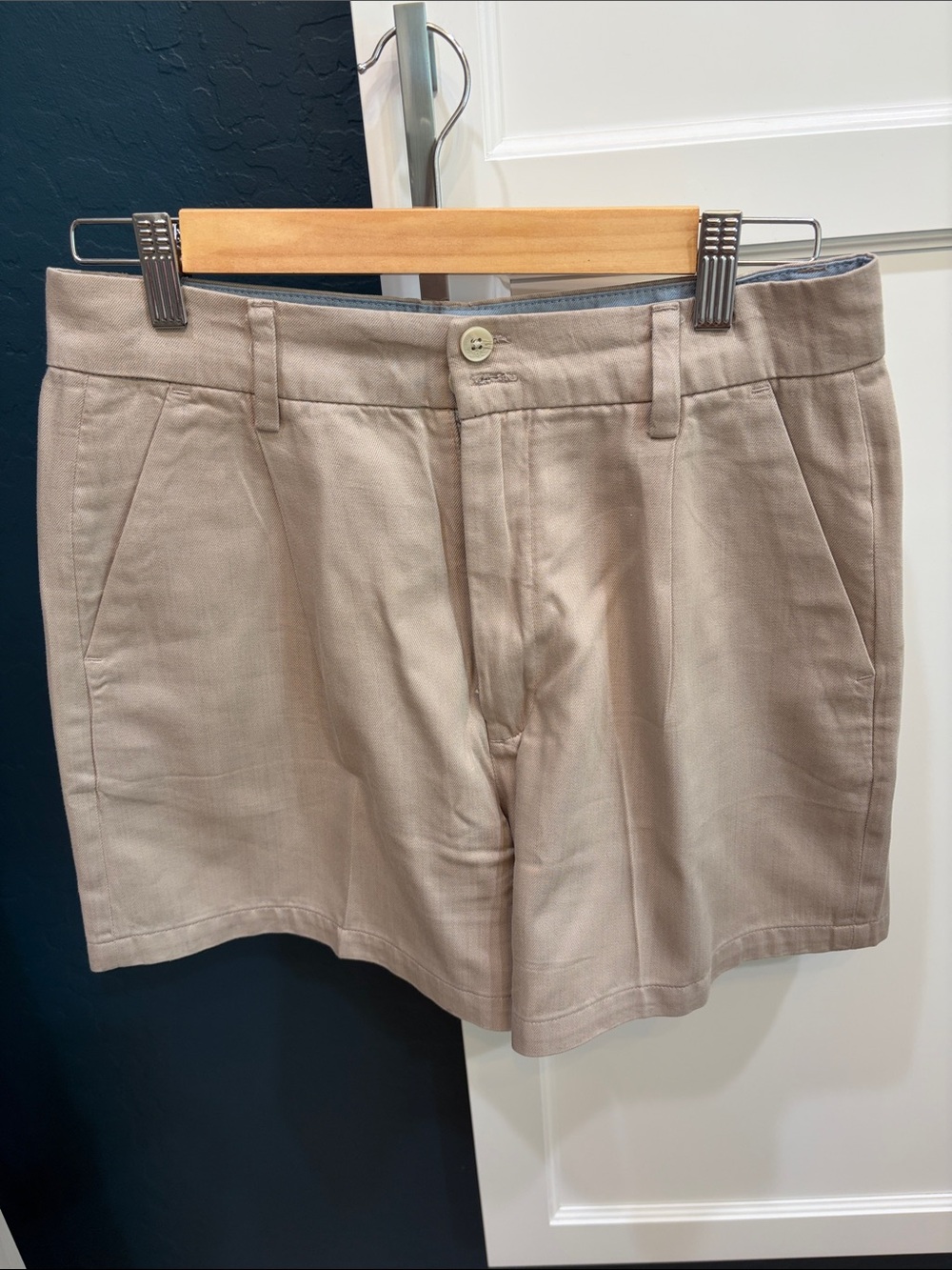 Jacks Girlfriend high waisted pleated tan shorts